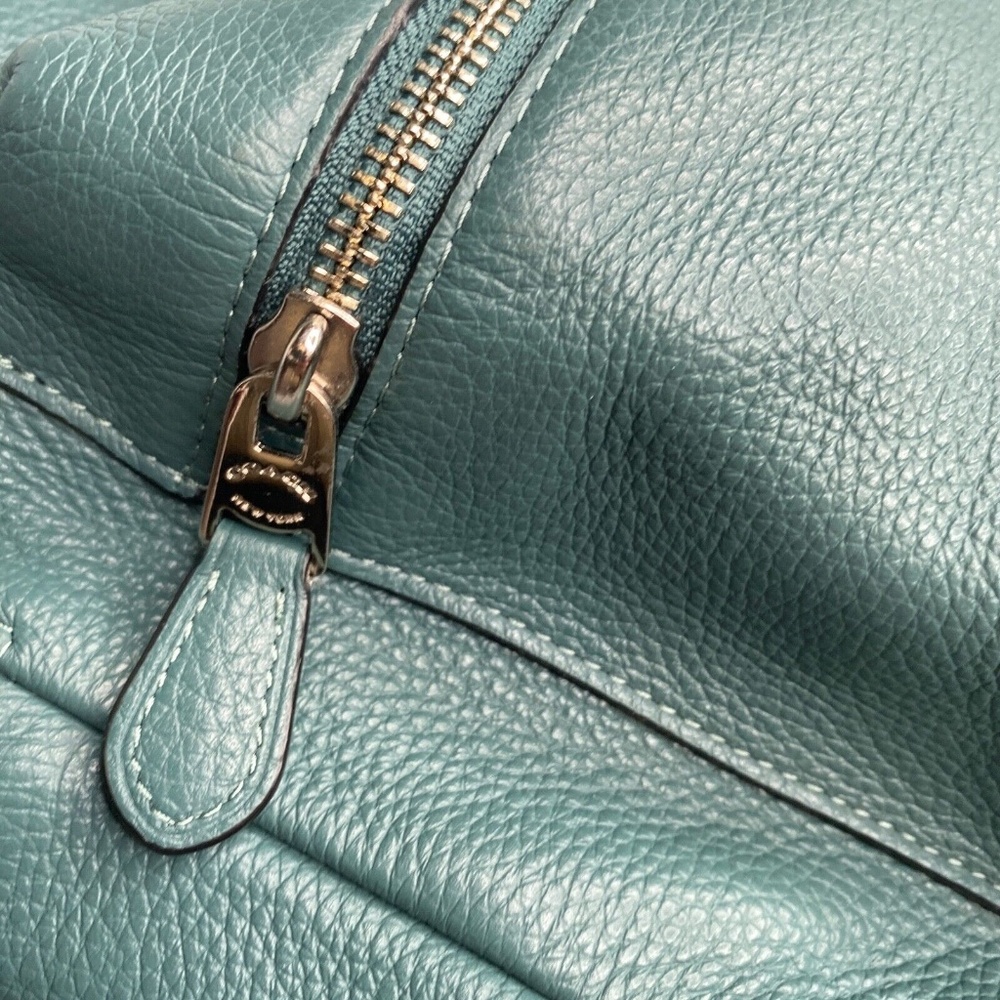 COACH Backpack Dark Turquoise Pebble Leather Silver Hardware (29004) EUC - Picture 13 of 16